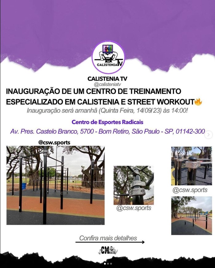 Amanhã inauguração da nova estação em SP🔥 projeto realizado pela @csw.sports – 14/09, Quinta feira às 14:00!